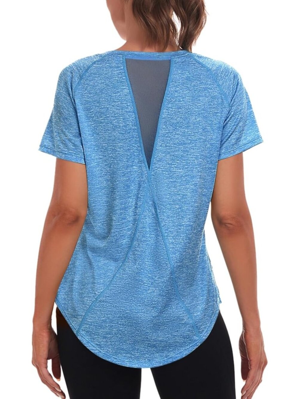 Women's Long Dry Fit Mesh Open Back Workout Tops for Gym & Yoga Fitness
